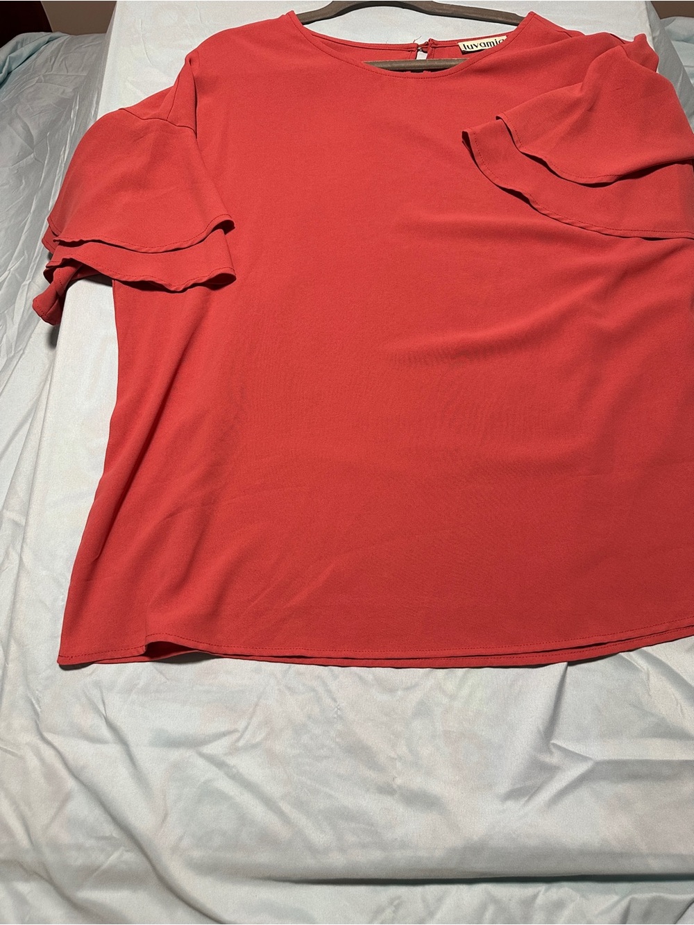 Lulu's Coral Ruffle Sleeve Blouse